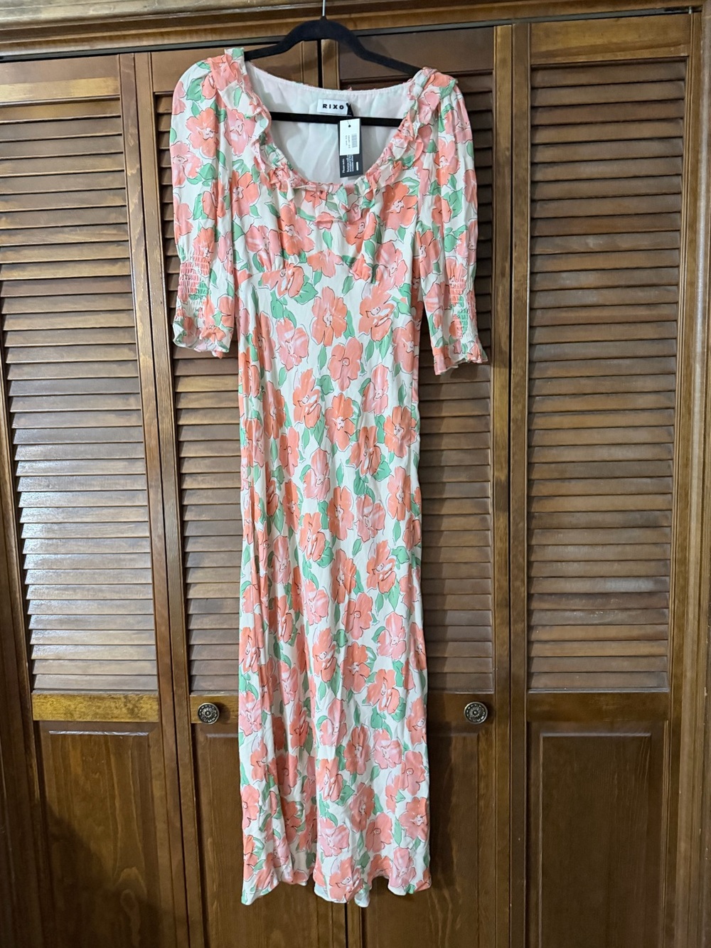 RIXO Coral and Green Floral Maxi Dress S 6 NWT Net-A-Porter